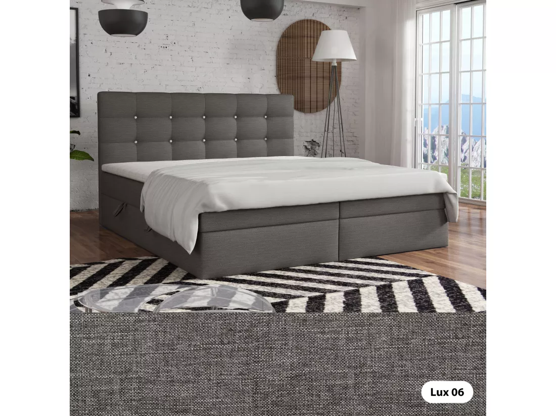 LIT BOXSPRING avec surmatelas Elegante 140x200 cm, gris