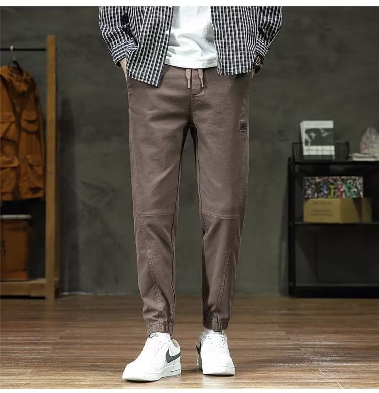 jaywoon - Effen cropped harem cargobroek met trekkoordtaille
