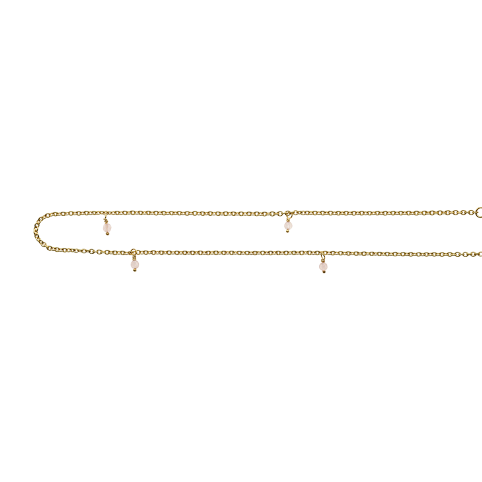 Collier mit 8 Rosenquarz Steine und Schnecken Anhänger, vergoldet
