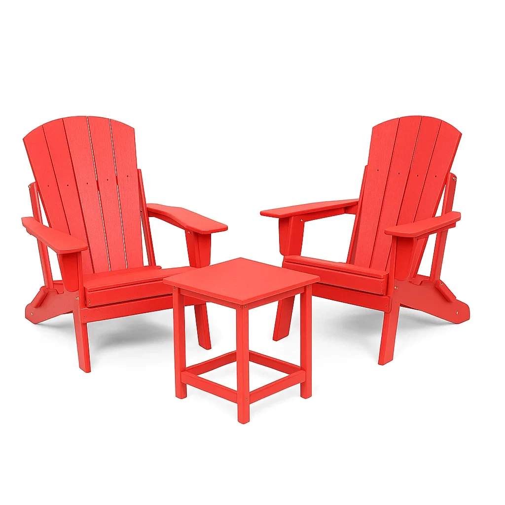 Ensemble de mobilier de jardin avec chaises et table en bois plastique rouge
