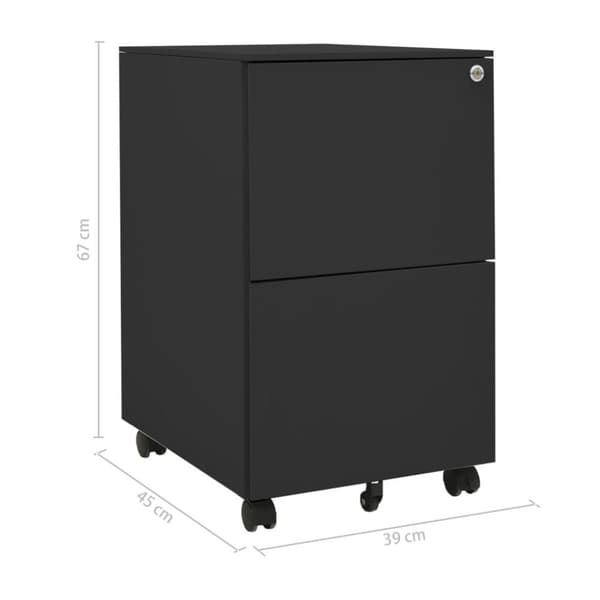 vidaXL Mobilt arkivskap antrasitt 39x45x67 cm stål