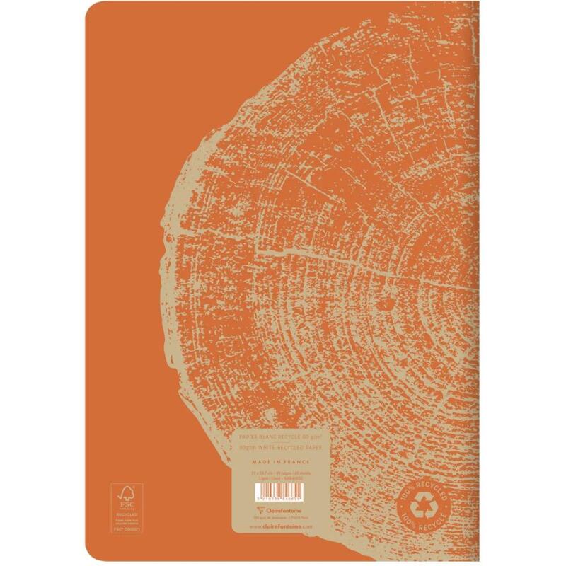 Cahier piqué FOREVER PREMIUM 100% recyclé A4 96 pages ligné papier recyclé blanc 90 g - Orange rouille