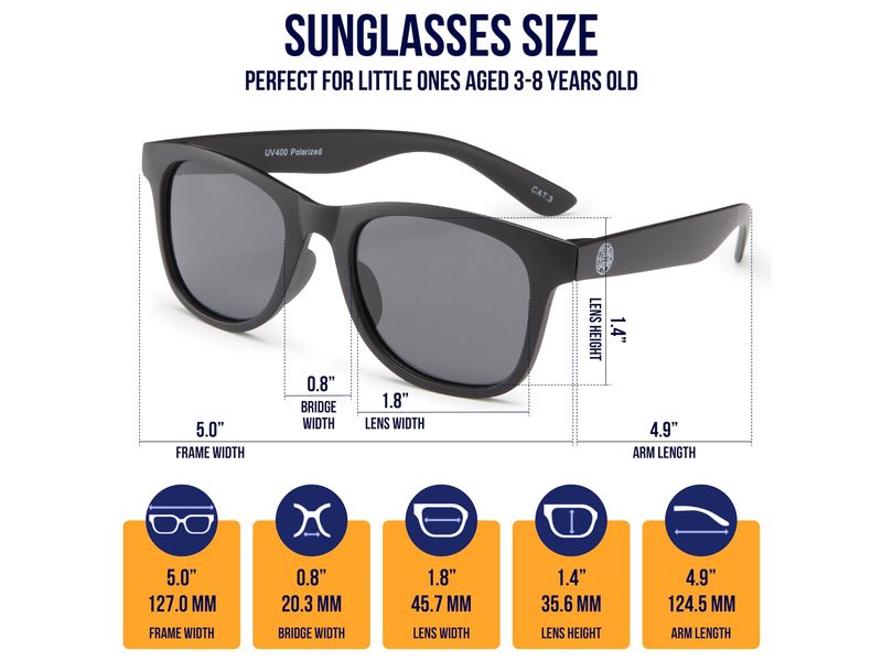 Baby Sunnies Kinder-Sonnenbrille Hellblau Flexibel und polarisiert für 3-8 Jahre