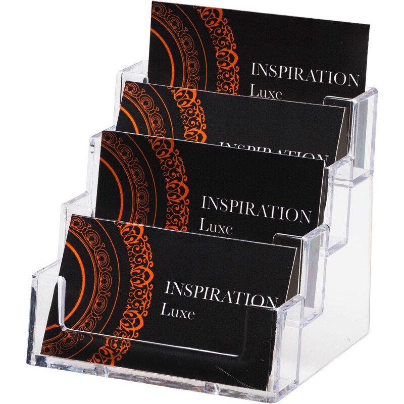 Porte carte de visite 4 cases 9,5 x 10 x 10 cm transparent