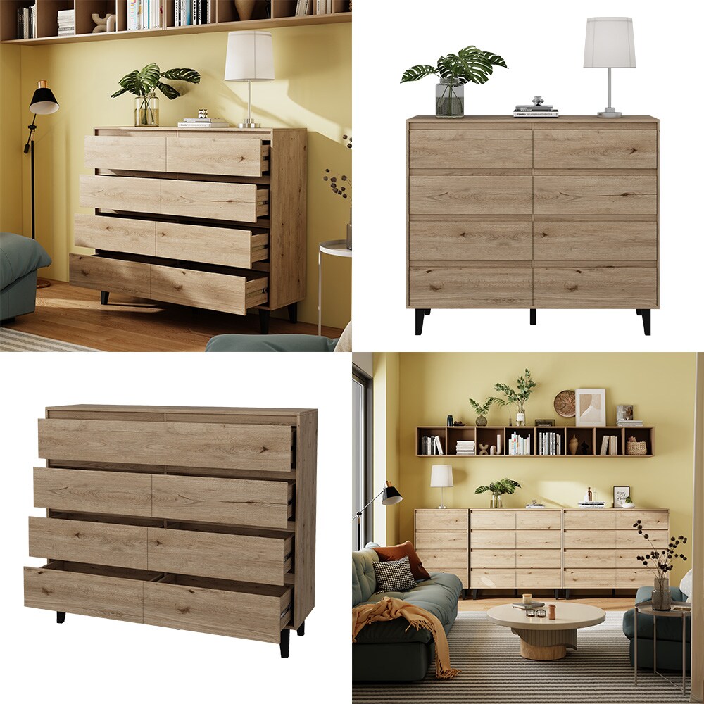 Vicco Sideboard Bahia Eiche 139 x 117 cm mit 8 Schubladen
