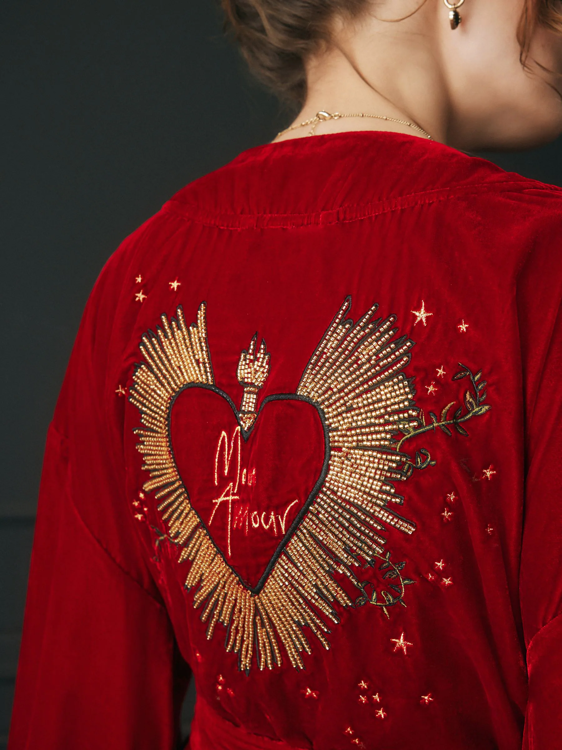 Rockett St George Velvet and Beaded Heart Robe