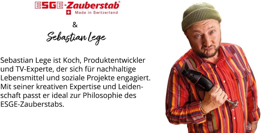 ESGE Zauberstab M100 Premium-Set 9142600, Hand - Stabmixer, Pürierstab, inkl. Zubehör, elektrischer AC – Motor 2-stufig, Soft-Touch Membranschalter, ergonomischer Griff,10l Flüssigkeitsmenge