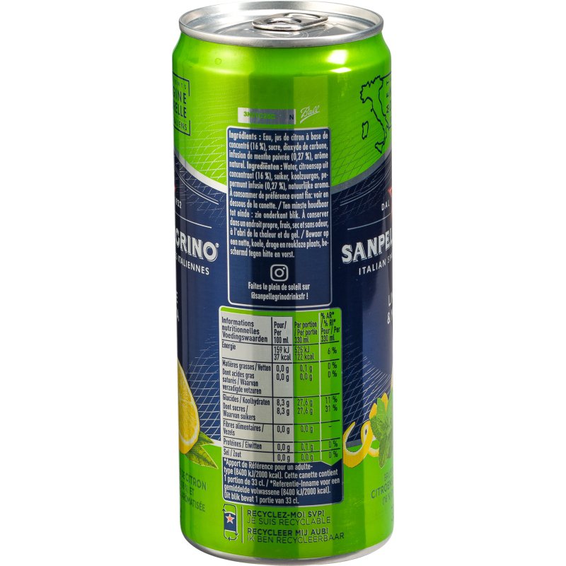 Limone & Menta San Pellegrino 33 cl - 24 canettes