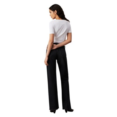 Tee-shirt à manches courtes femme Woven Label Rib Fitted CALVIN KLEIN