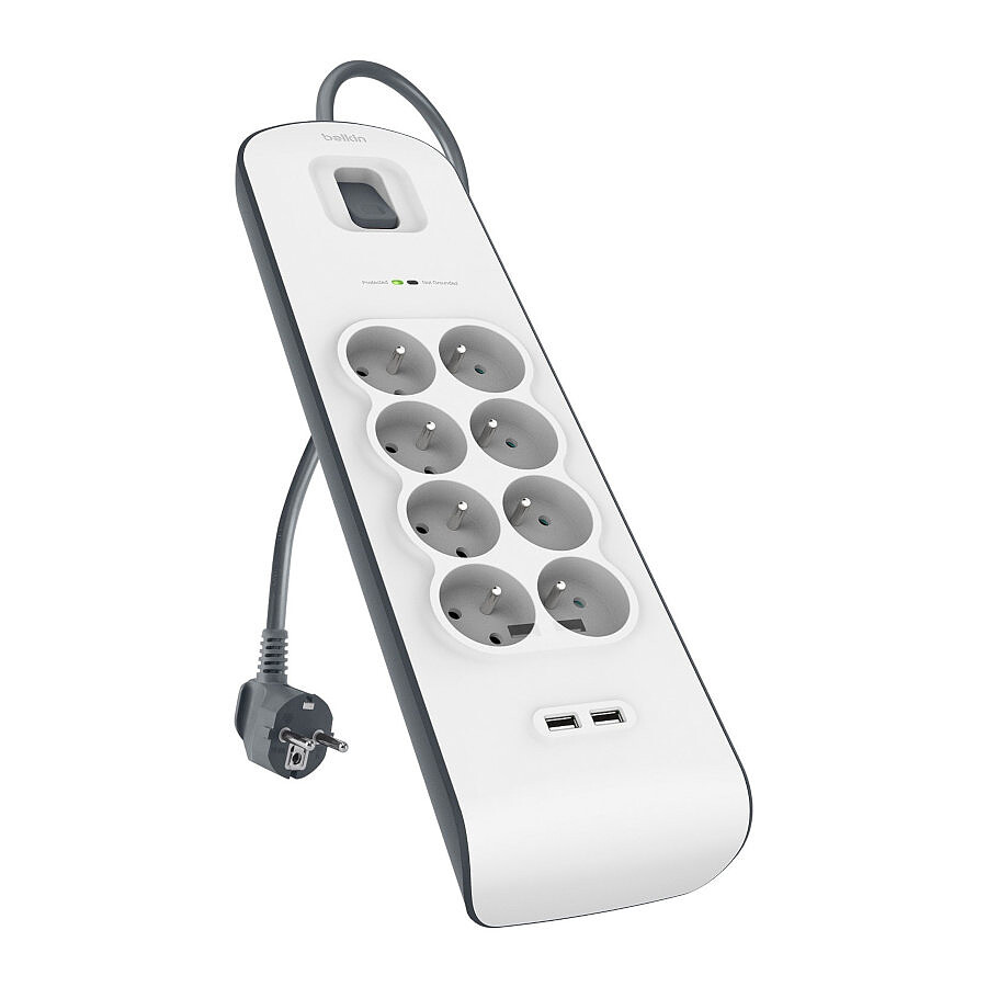 Belkin multiprise parafoudre - 8 x prises + 2 ports USB