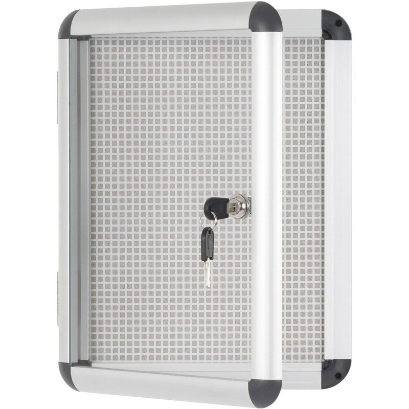 Vitrine intérieure extra plate fond acier laqué porte battante cadre aluminium Bi-Office Enclore - 1 feuille