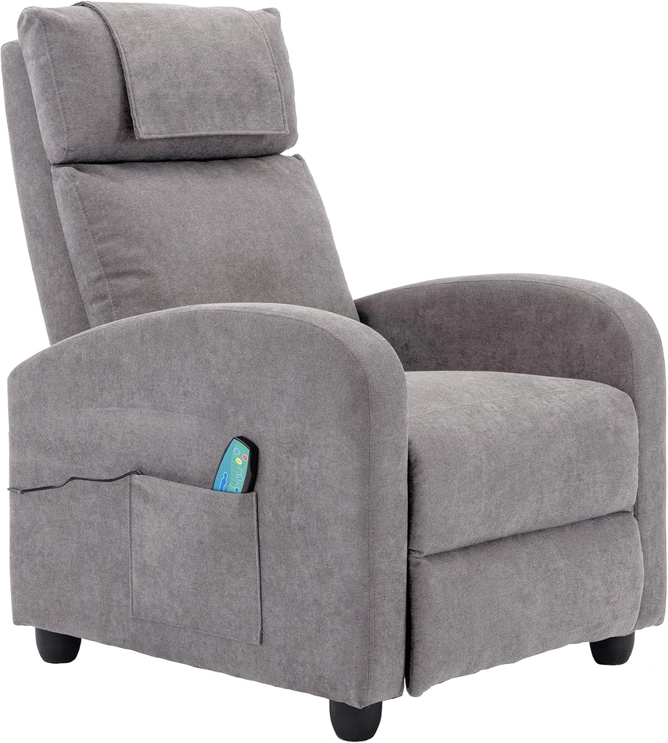 Relaxsessel Ergonomisch Massagefunktion, Einzelsofa Liegefunktion mit Heizung, Lesesessel Fernsehsessel Körper Vibration Sessel, Gesund Loungesessel Polstersessel, 67.5X87X100 cm (Hellgrau)