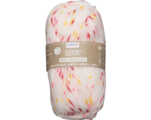 Babywol 100% acryl roze-rode stippen 50 g
