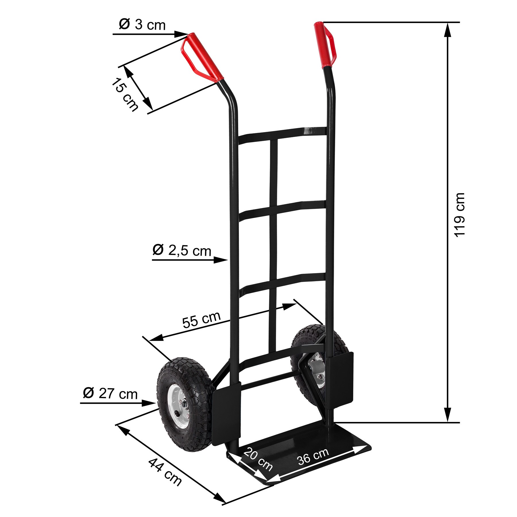 tectake® Sackkarre, mit Stahlrahmen, Ladeschaufel mit Radschutz, Belastbarkeit 200 kg