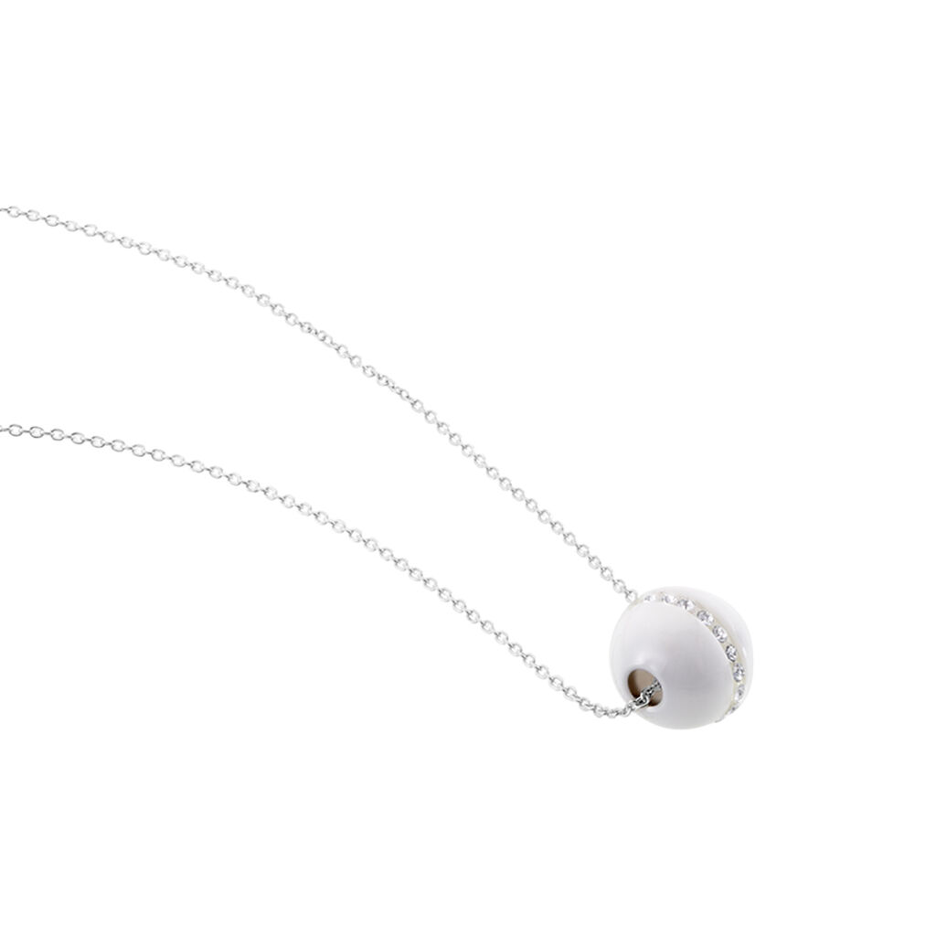 Collier Nina Cera Argent Blanc Strass Et Céramique