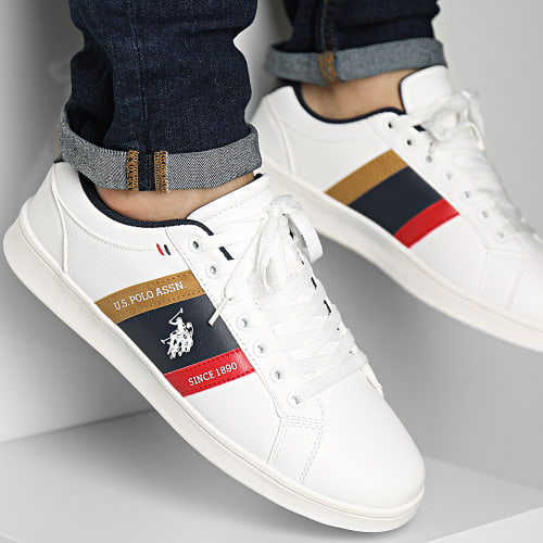 Baskets Bosona White Navy Red