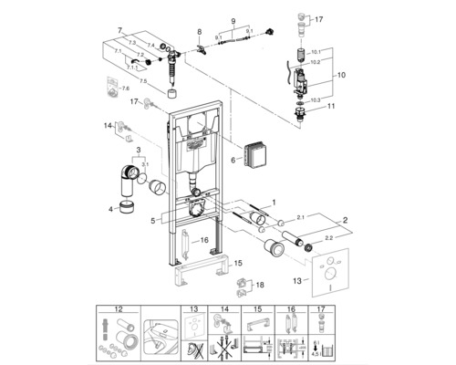 GROHE Rapid SL wandelement voor toilet met spoelbak H:113cm 38528001