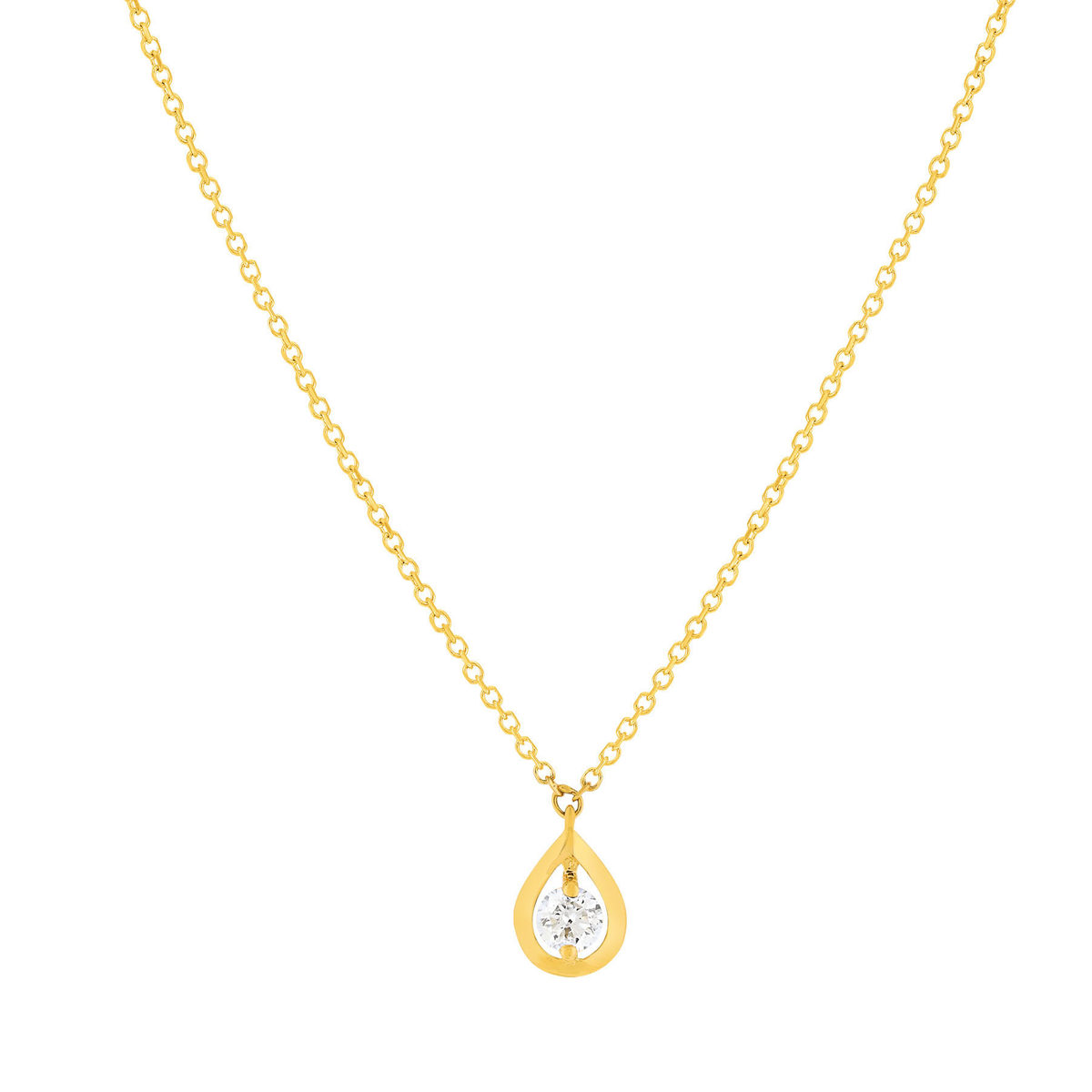 Collier or jaune 750 diamant synthétique 0.18 carat