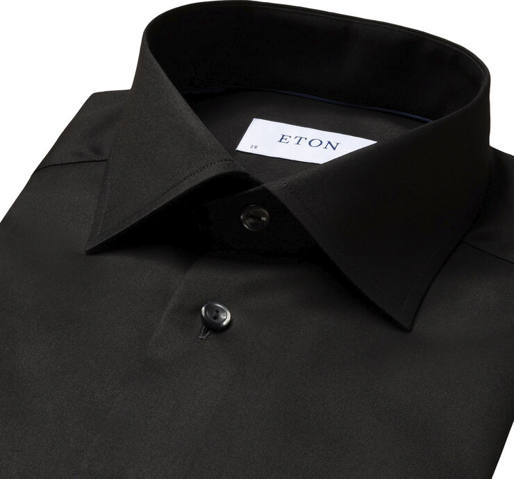 ETON Black Signature Twill Shirt - Contemporary Fit Sort