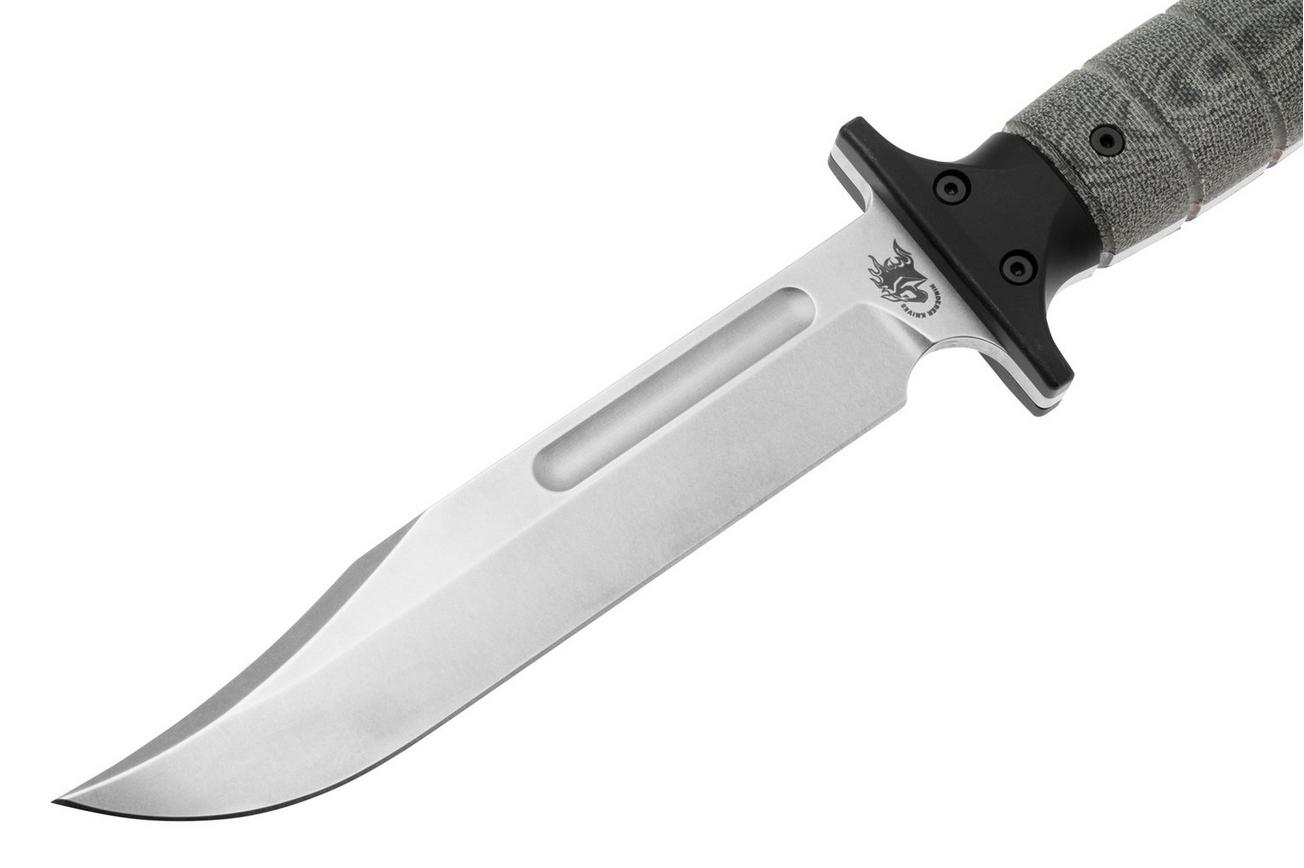 Rick Hinderer KA-BAR Stonewashed 3V, Black Micarta, vaststaand mes