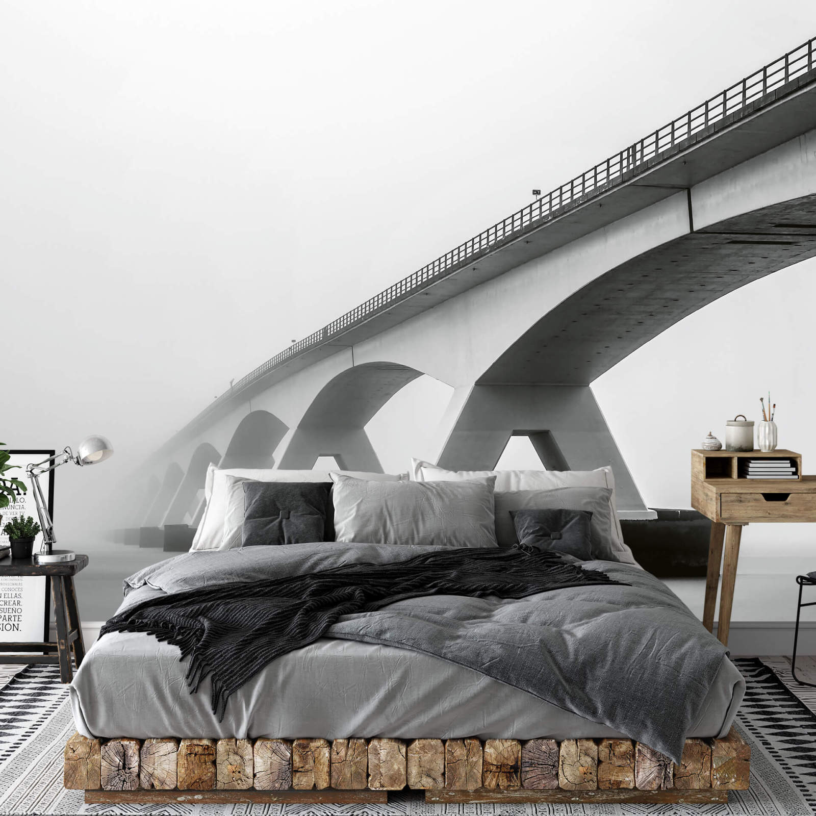 Fototapete DESIGNWALLS 2.0 - grau-weiß - Brücke - 2,6 Meter