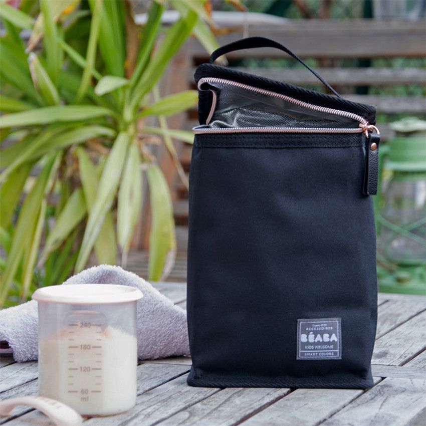 Pochette repas isotherme - Noir/Rose - Ecru