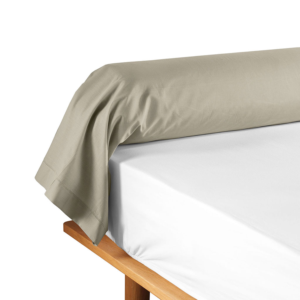 Taie de traversin coton 57 fils beige 85x185cm
