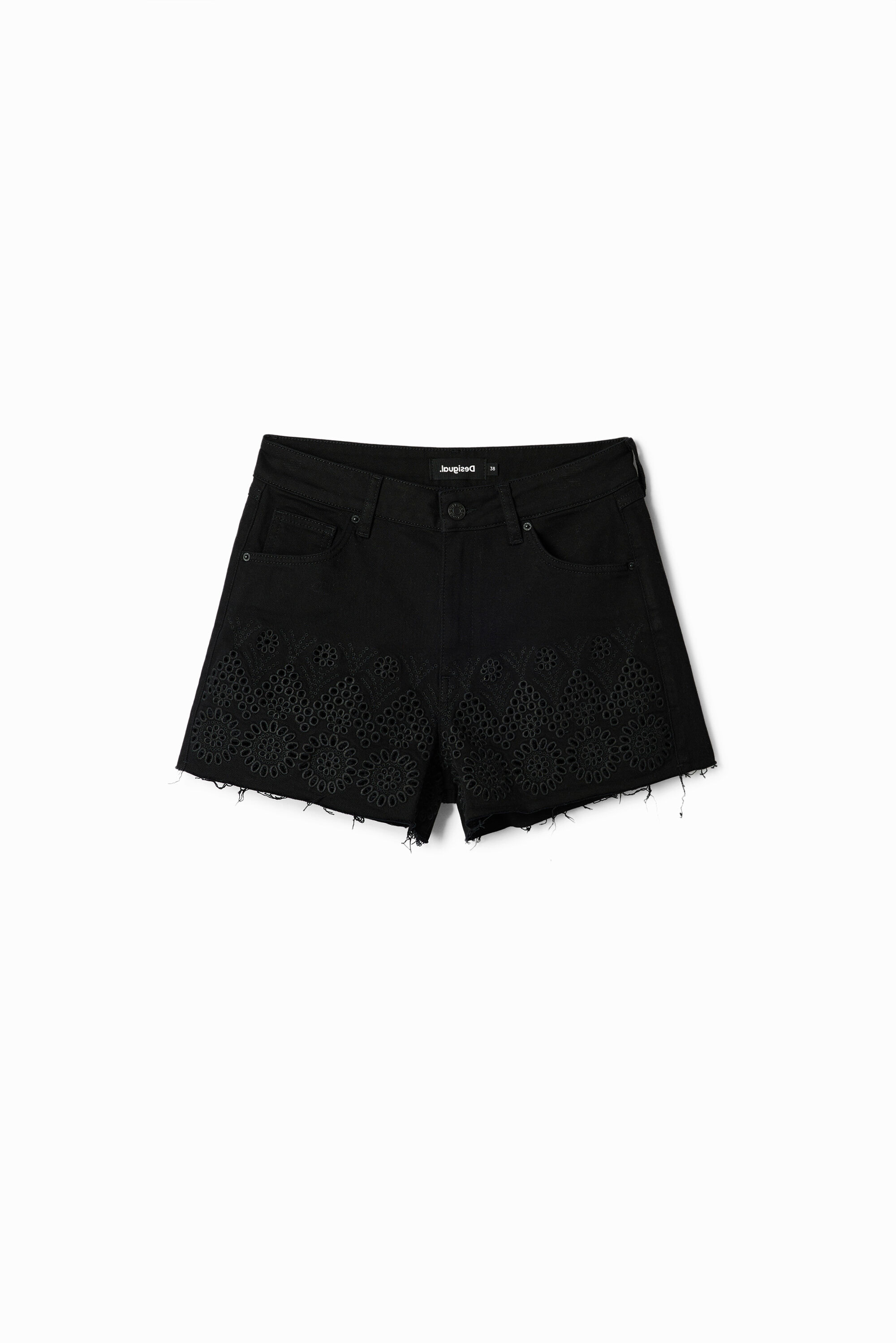 Short en jean brodé