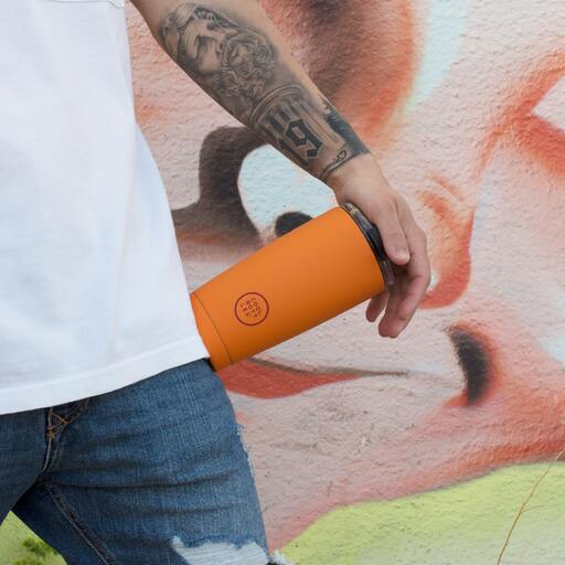 Caneca térmica Cool Bottles em aço inoxidável laranja vibrante