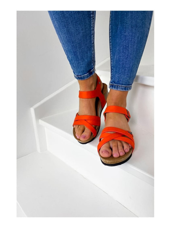 Sandales Cuir Marlène Orange - Les Petites Bombes