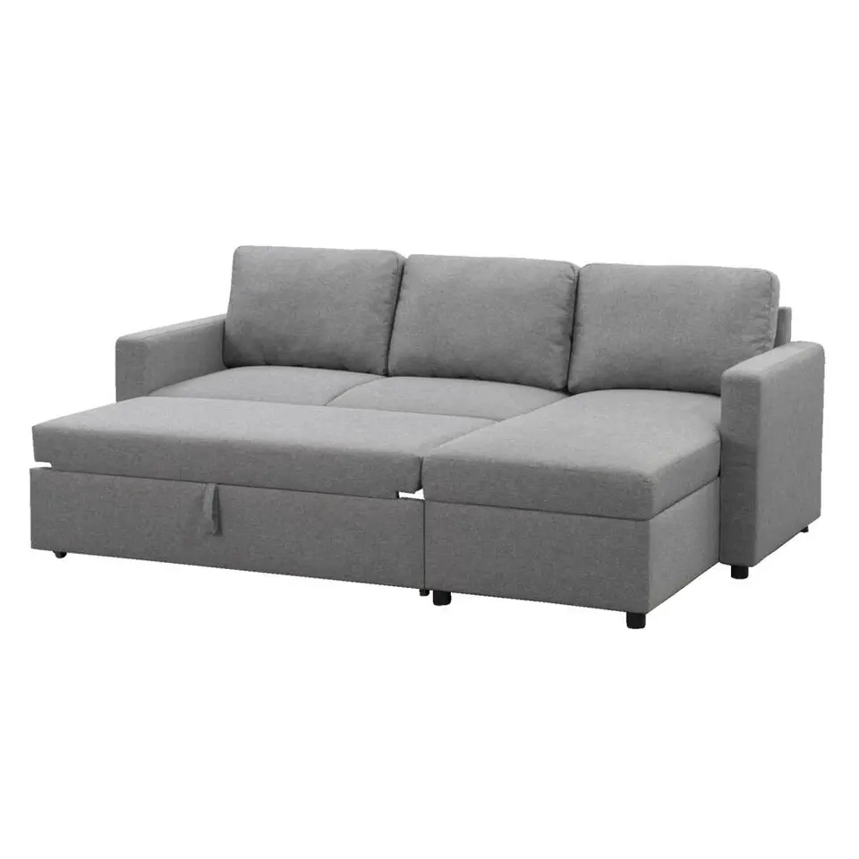 Slaapbank Turijn met opbergruimte - grijs - 82x215x145 cm
