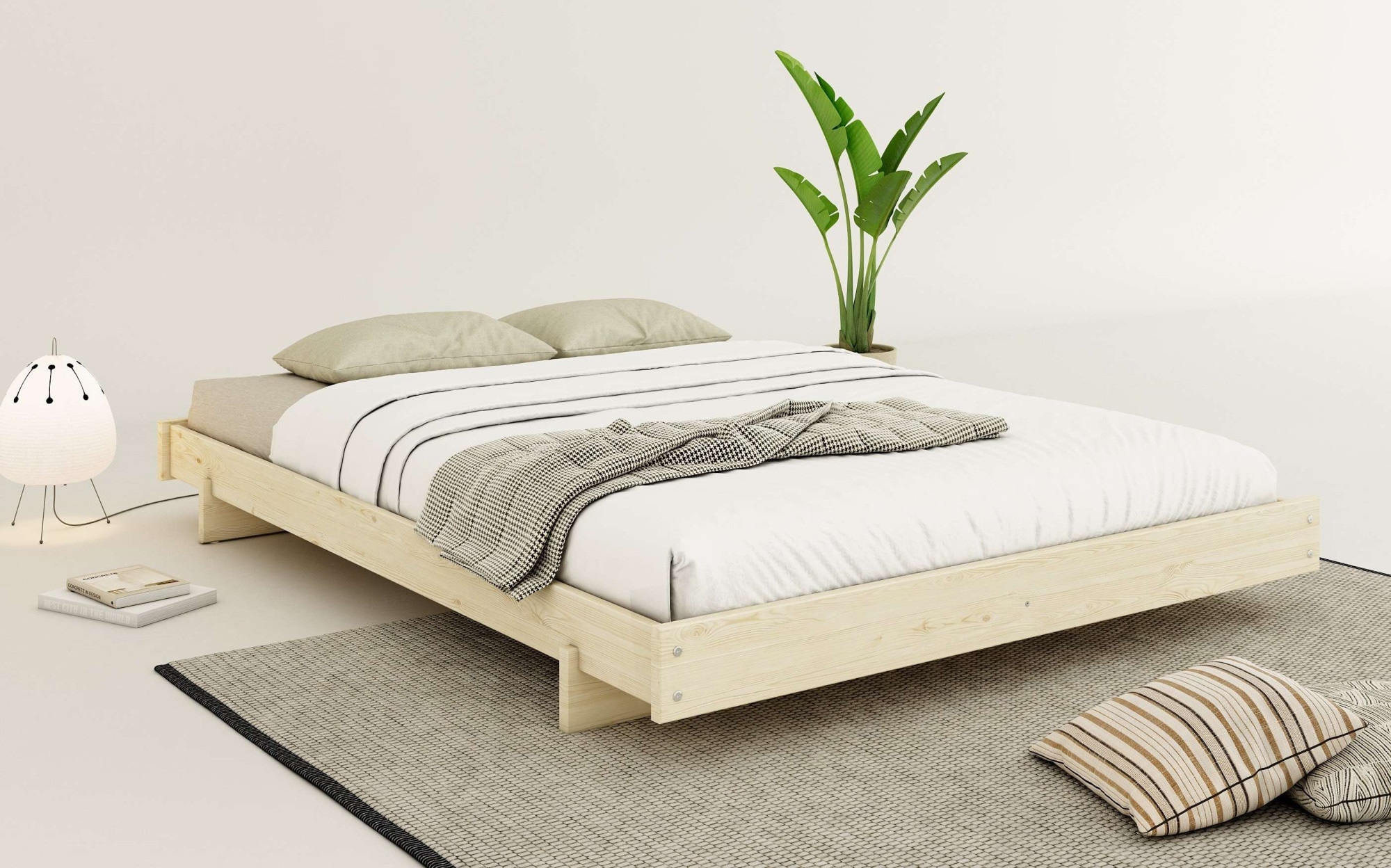 GOODproduct Bettgestell »Senja, Bett, Massivholzbett, minimalistisches Design« B/T/H: 148/205,1/22,6 cm,  inklusive Lattenrost, Liegefläche 140x200 cm, aus massiver Kiefer