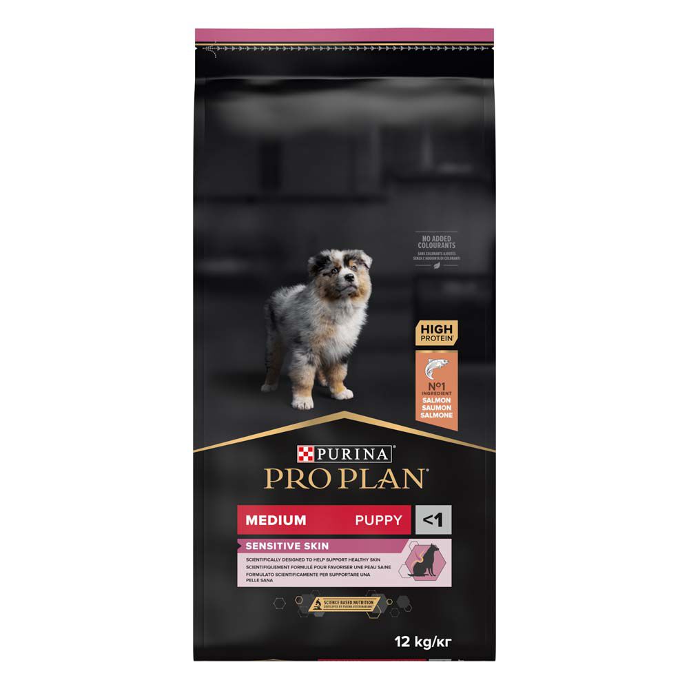 PRO PLAN Sensitive Skin Puppy Medium - Hondenvoer - 12 Kilogram - zalm