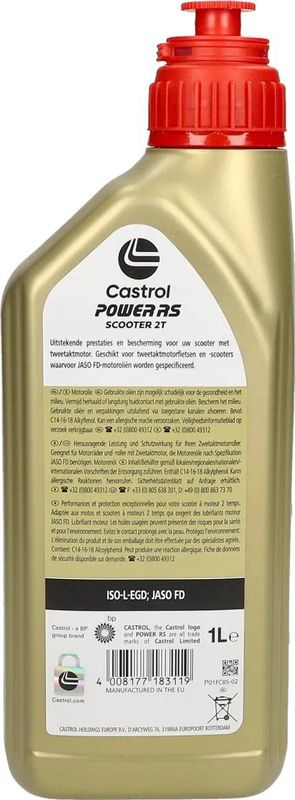 Castrol - Power RS Scooter 2T - 2T Motorolie - 1L - Semi-Synthetisch