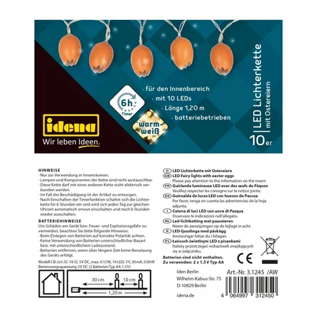 Idena Lichterkette Ostern Ostern 10LED 4x4,5cm
