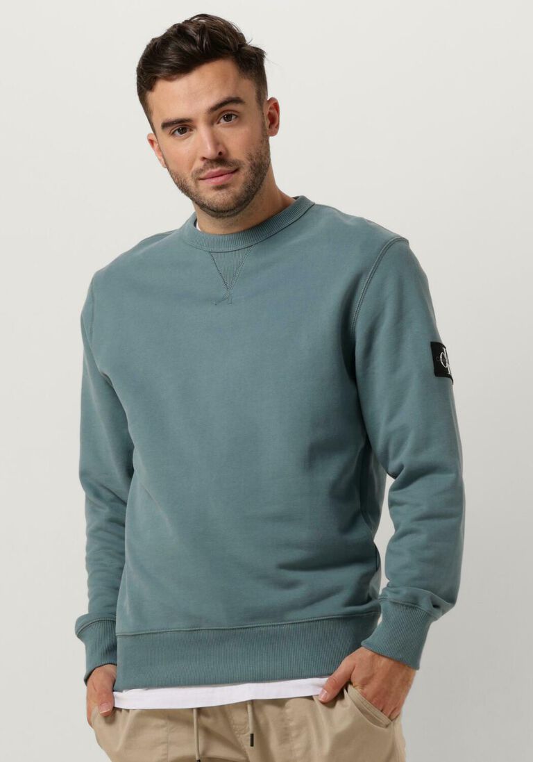 CALVIN KLEIN blauwe calvin klein sweater badge crew neck