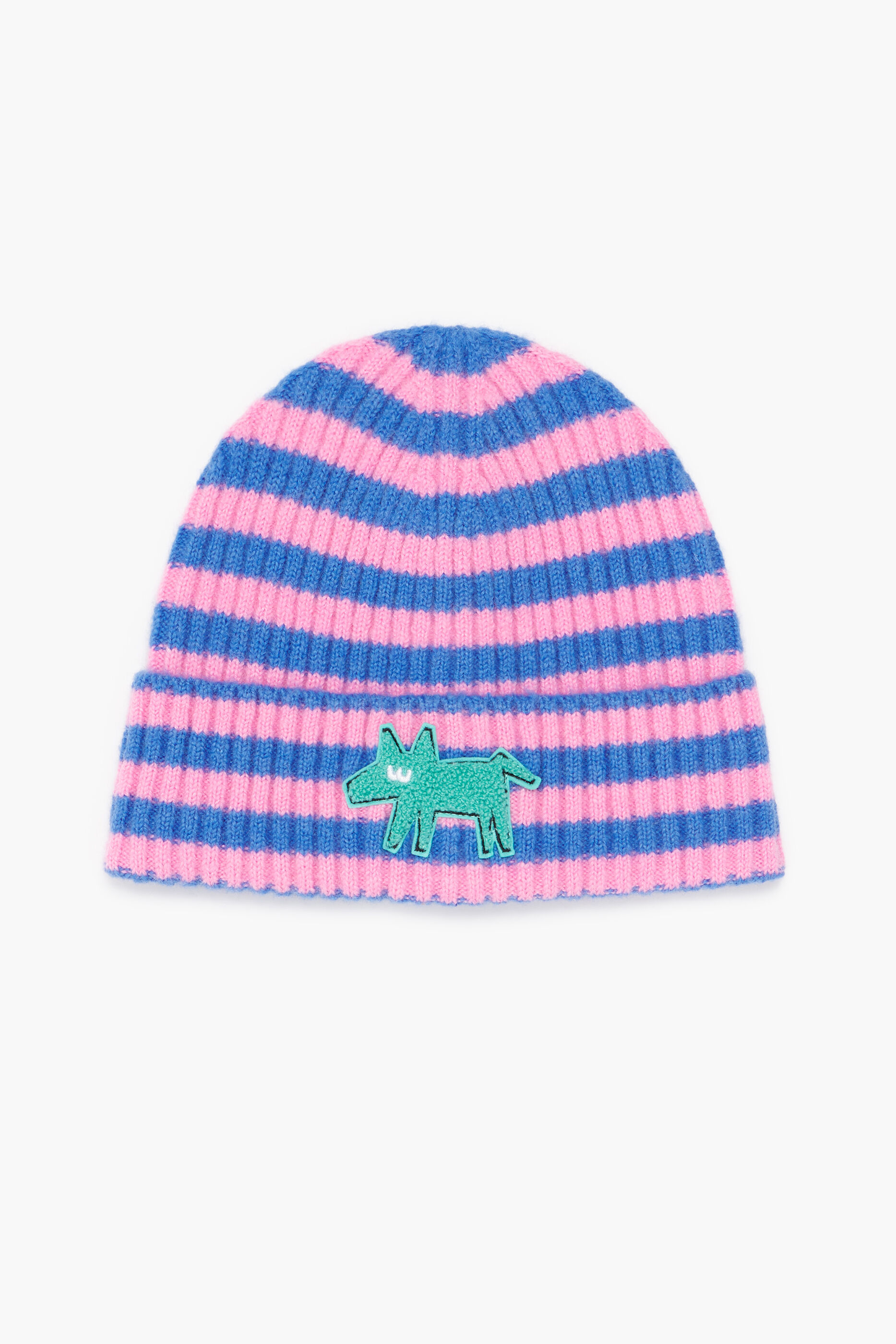 Gorro de tricô listrado rosa
