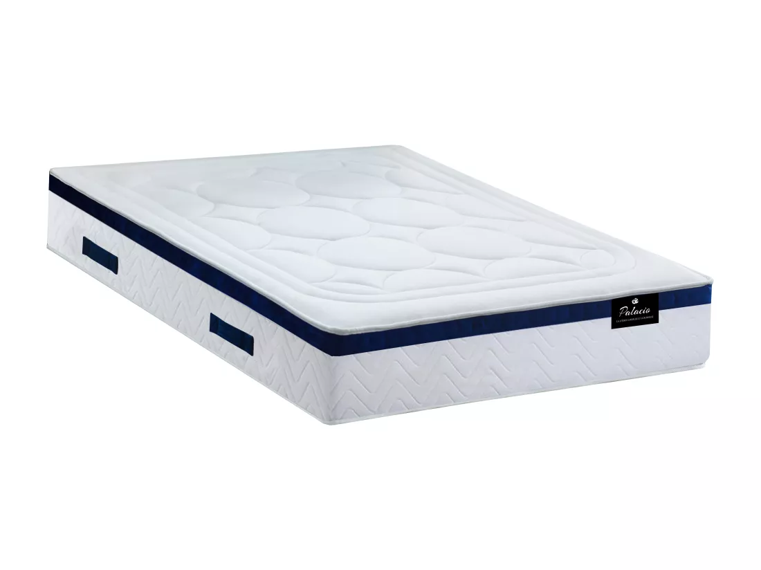 Ensemble 180 x 200 cm sommier coffre naturel clair + matelas hybride ressorts ensachés ép.30cm - MARQUIS de PALACIO