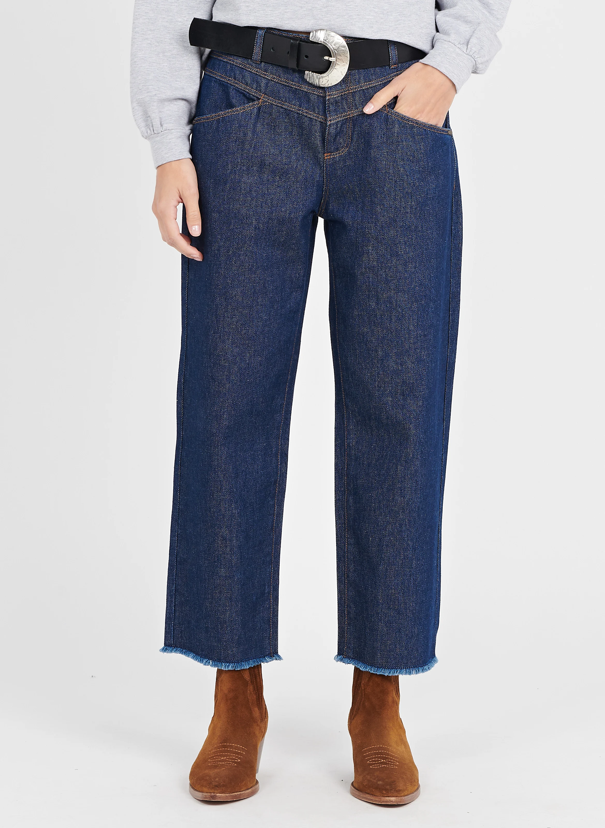 Jean droit cropped | Bleu