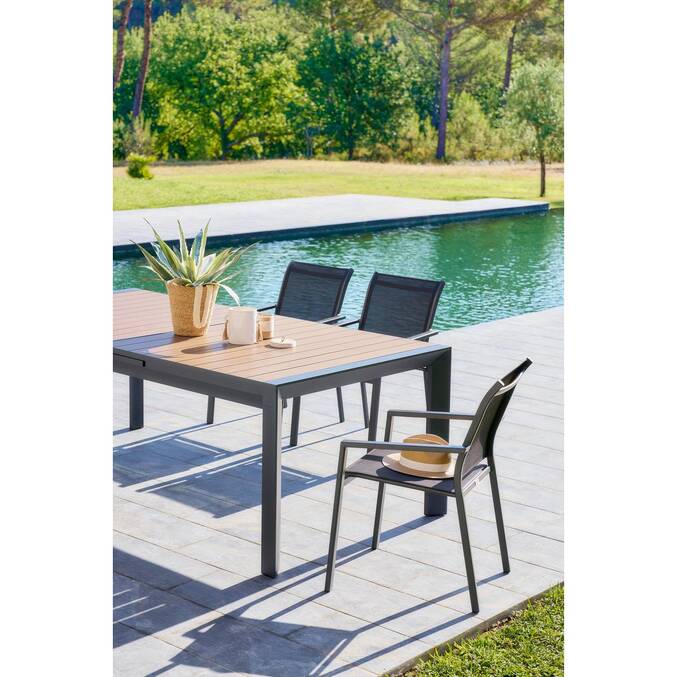 Table de jardin EVASION Effet bois Honey / Graphite