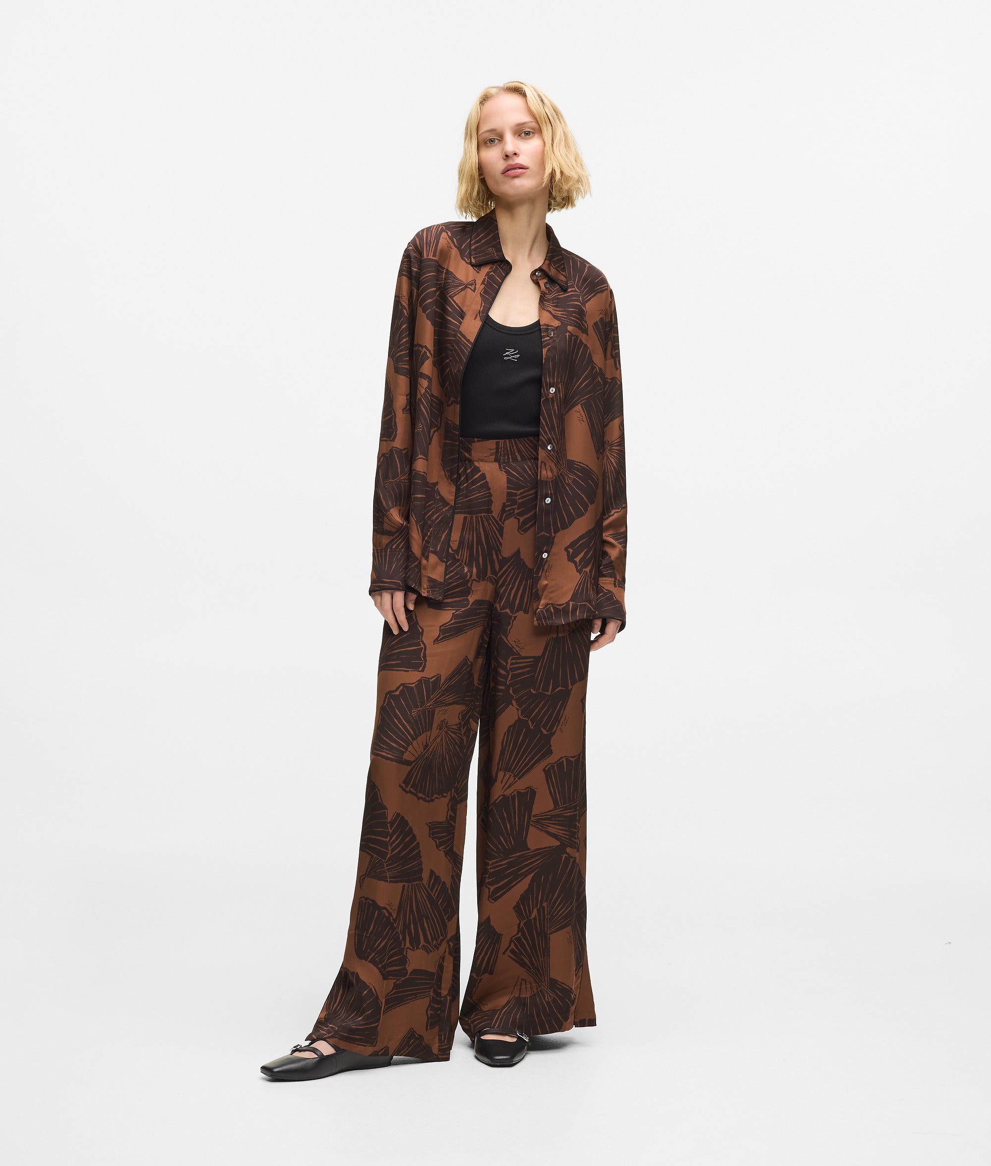 Broek met waaierprint