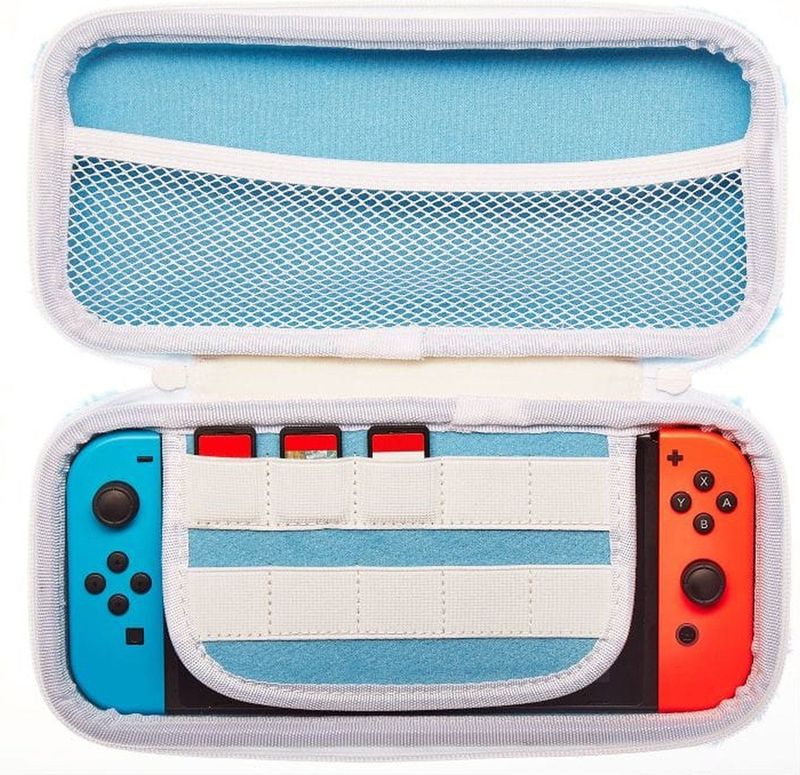 Numskull Reiskoffer met harde schaal voor Nintendo Switch en OLED model 2021-console, geschikt voor 10 games en switch-accessoires, Blauwe Eencorn, Eén maat, Nintendo Switch Case