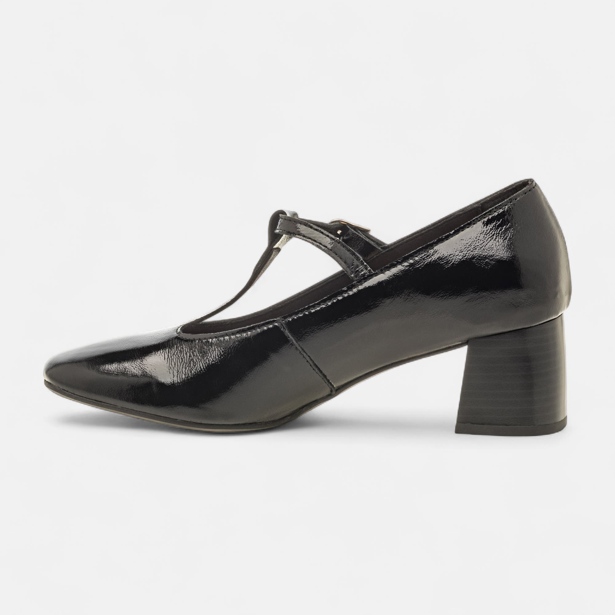 Escarpins à talon Femme en cuir noir vernis