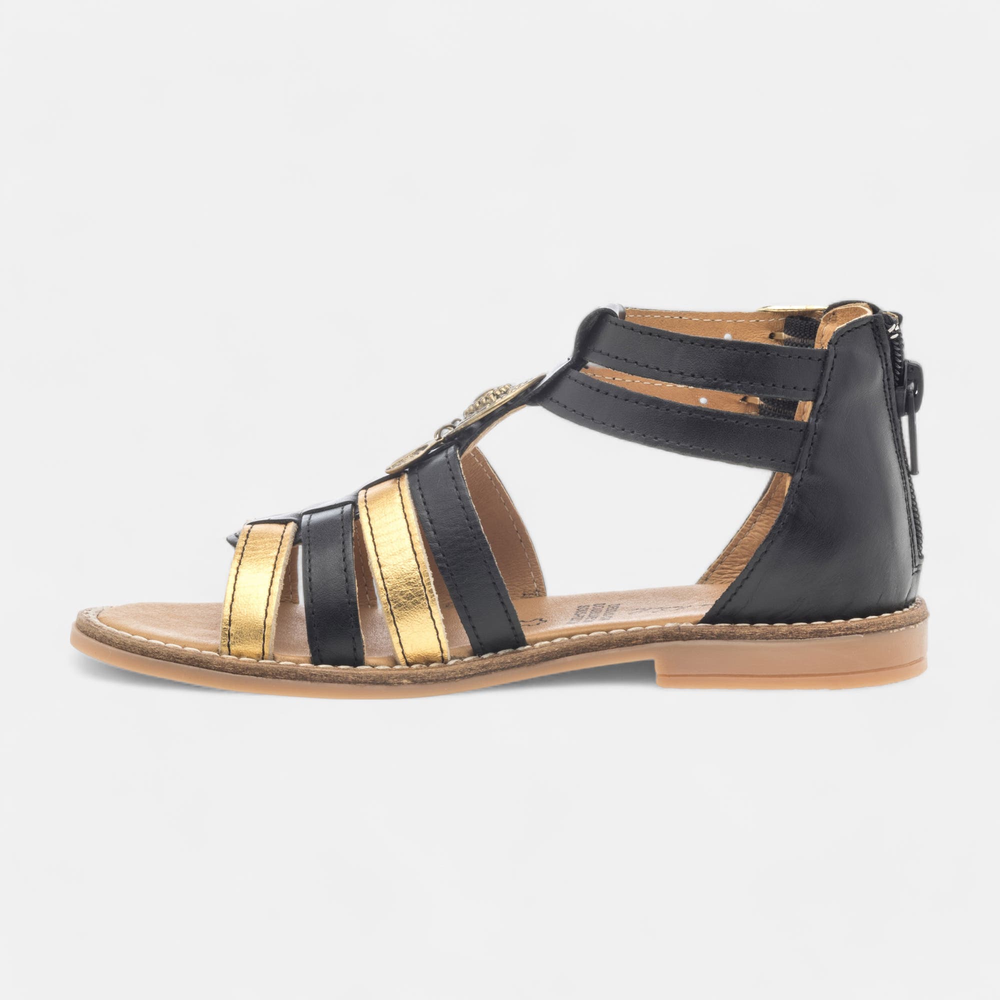 Nu-pieds Fille en cuir noir