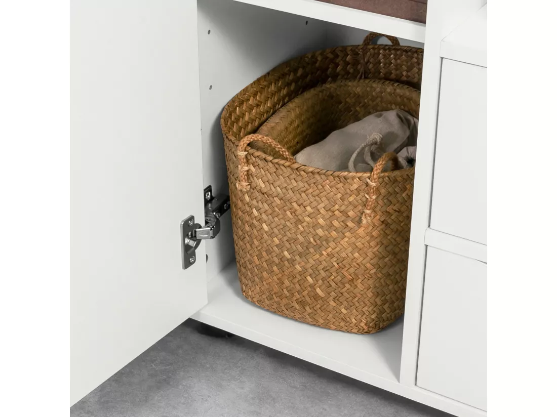Support Imprimante Roulant Organiseur Bureau Mobile Caisson Avec Tiroirs Et Porte, Fbt105-w