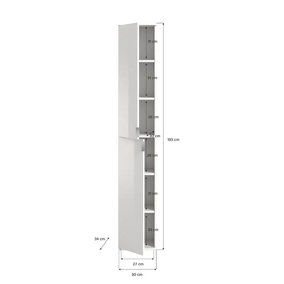 Hioshop ProjektX kledingkast - 8 deuren eiken decor- spiegel