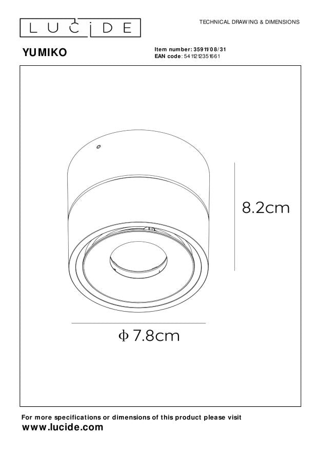 Yumiko 1 spot LED Ã7,8 wit