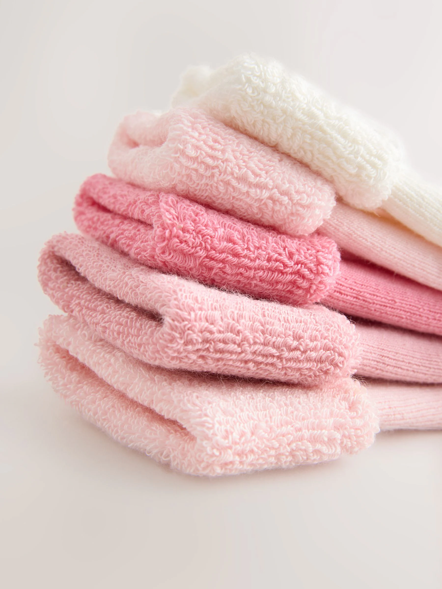 Roze - Set van 5 paar Baby Handdoeken Sokken (0mnd-2jr)