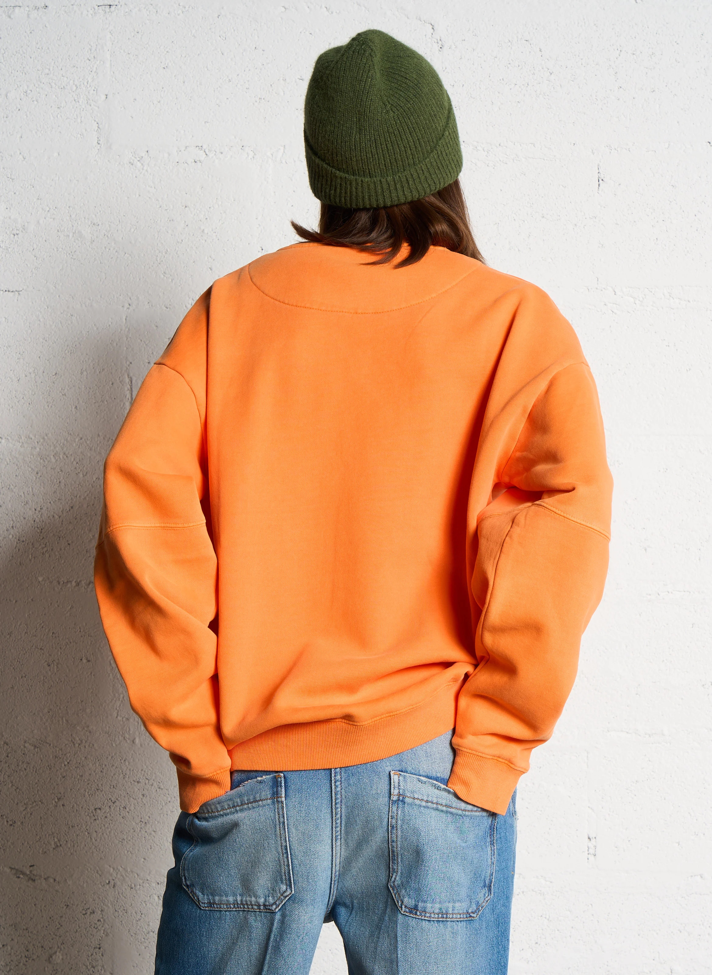 ROLLER STUFF - Sweat ample col rond sérigraphié en coton mélangé | Orange