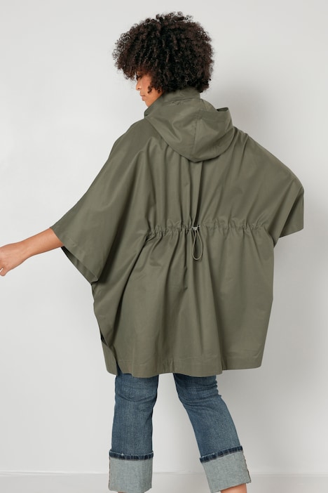 Cape, oversized, wasserabweisend, Kapuze, Taillen-Tunnelzug